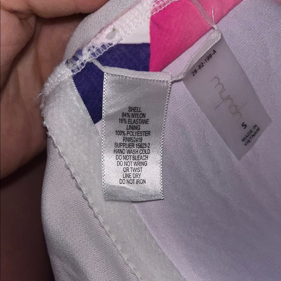 Mynah Abstract Colorful Halter One Piece Swimsuit - Picture 7 of 7